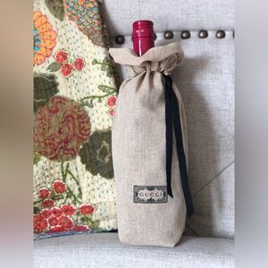 Gucci Beige Wine Bag with Black Ribbon